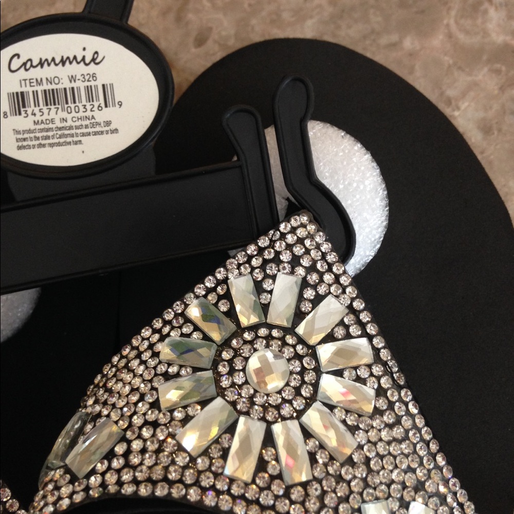 Cammie Rhinestone Wedge Flip Flops - Picture 2 of 3